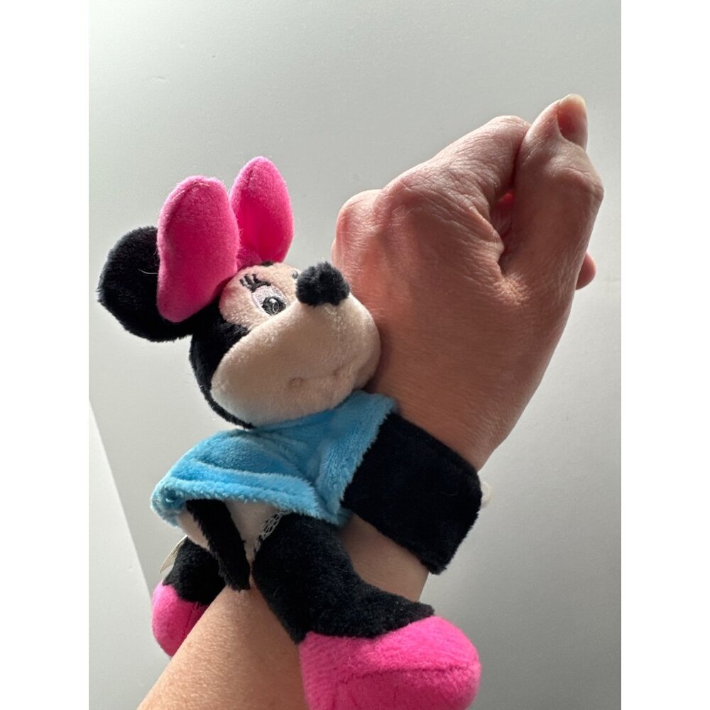 Disney Minnie Mouse Plush Wristband Toy - Pink Bow & Blue Dress Polyester Fiber